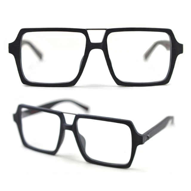 Oprawki okularowe Sparrow w kolorze czarny z drewnianym wzorem — Drewniane Oprawki