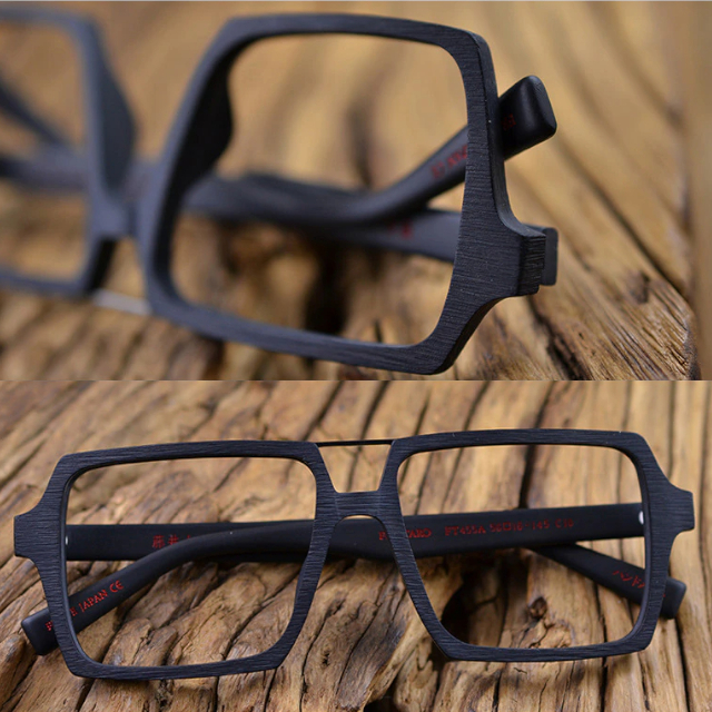 Oprawki okularowe Sparrow w kolorze czarny z drewnianym wzorem — Drewniane Oprawki