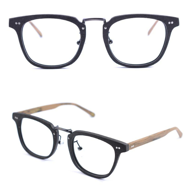 Oprawki okularowe Amber w kolorze brązowy z drewnianym wzorem — Drewniane Oprawki