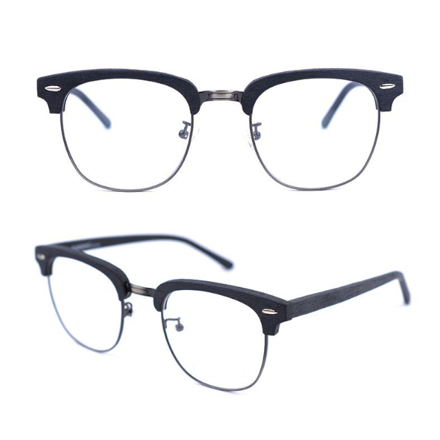 Oprawki okularowe Draco w kolorze czarny z drewnianym wzorem — Drewniane Oprawki