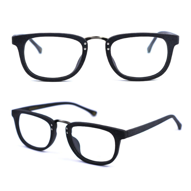 Oprawki okularowe Gozo w kolorze czarny z drewnianym wzorem — Drewniane Oprawki