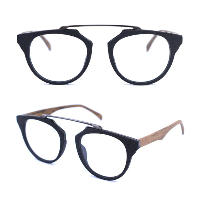 Oprawki okularowe Grace w kolorze brązowy z drewnianym wzorem — Drewniane Oprawki