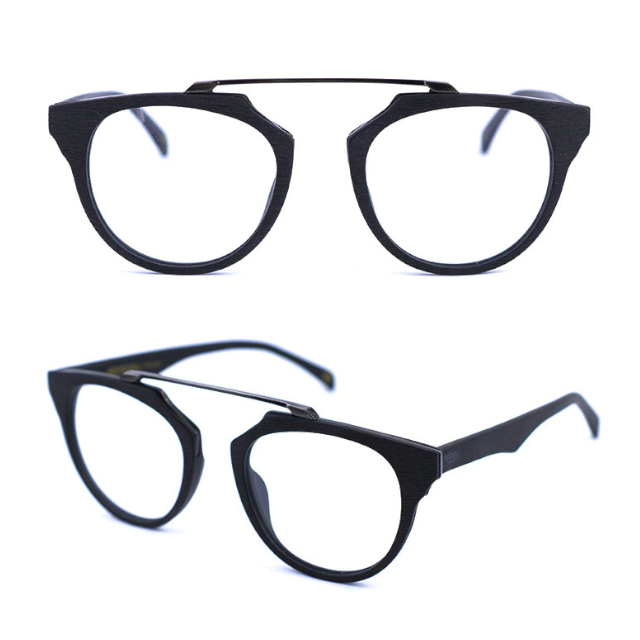 Oprawki okularowe Grace w kolorze czarny z drewnianym wzorem — Drewniane Oprawki