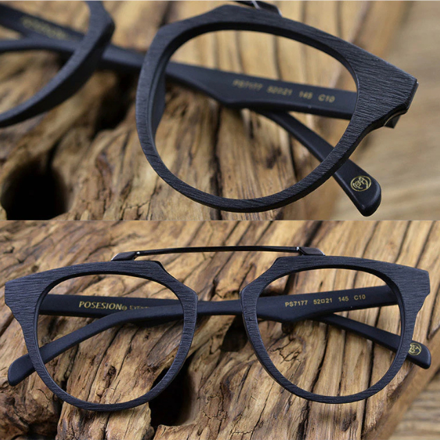 Oprawki okularowe Grace w kolorze czarny z drewnianym wzorem — Drewniane Oprawki