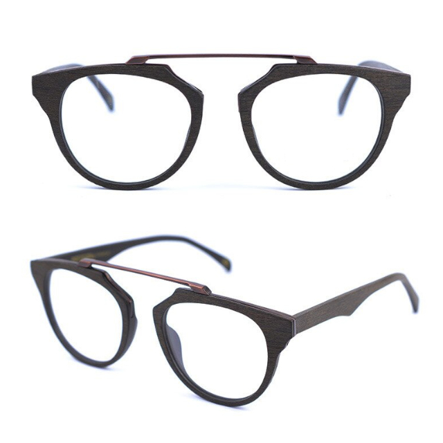 Oprawki okularowe Grace w kolorze kawowy z drewnianym wzorem — Drewniane Oprawki