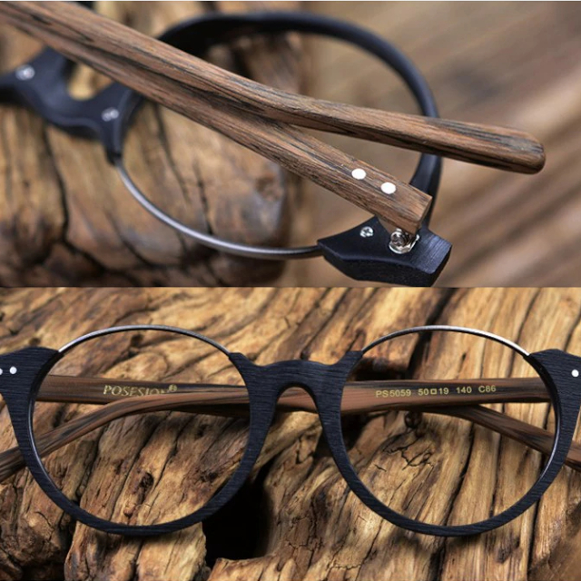 Oprawki okularowe Napoli w kolorze brązowy z drewnianym wzorem — Drewniane Oprawki