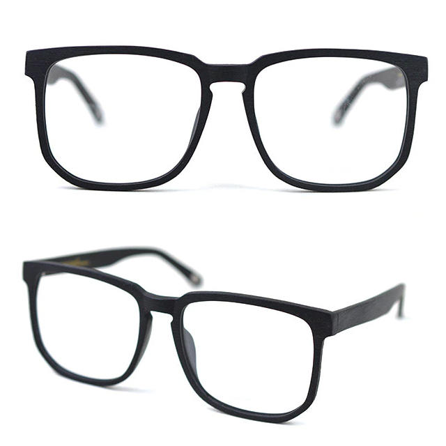 Oprawki okularowe Roger w kolorze czarny z drewnianym wzorem — Drewniane Oprawki