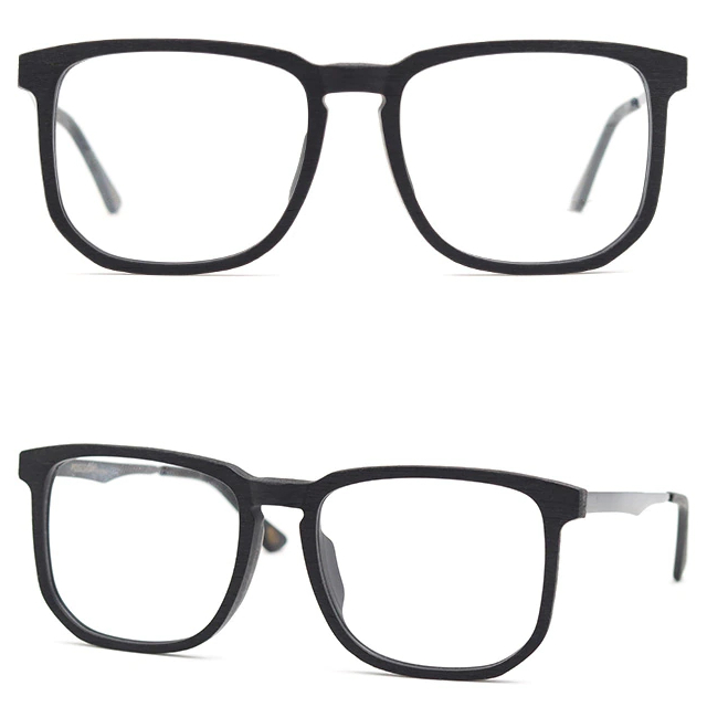 Oprawki okularowe Collins w kolorze czarny z drewnianym wzorem — Drewniane Oprawki